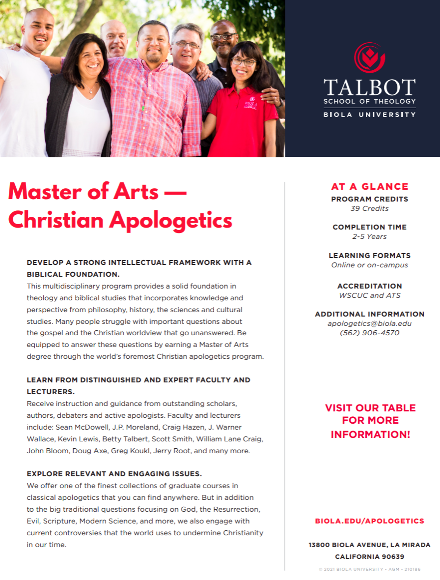 Biola University Master of Arts in Christian Apologetics