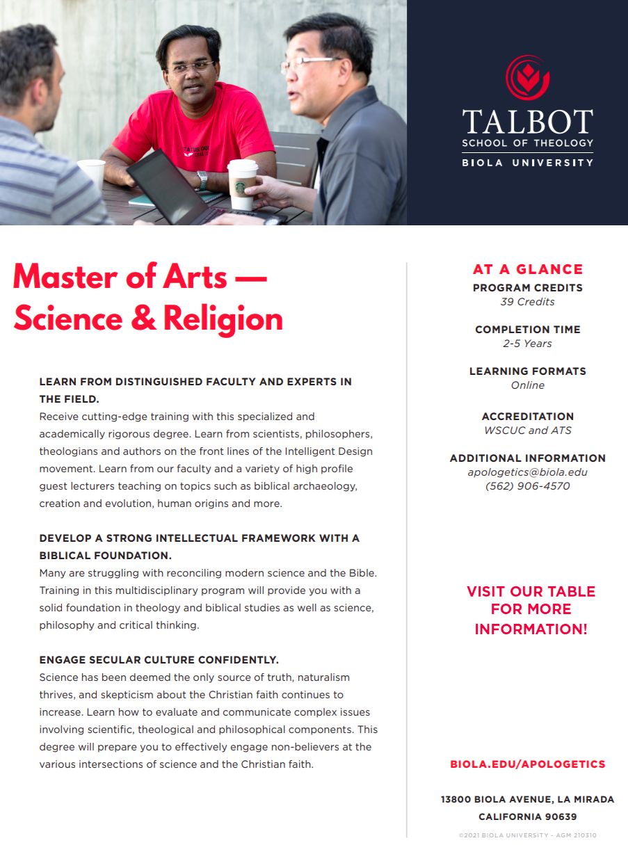 Biola University Master of Arts in Science and Religion
